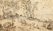 BRUEGHEL, Jan the Elder Villagers on their Way to Market f oil painting reproduction